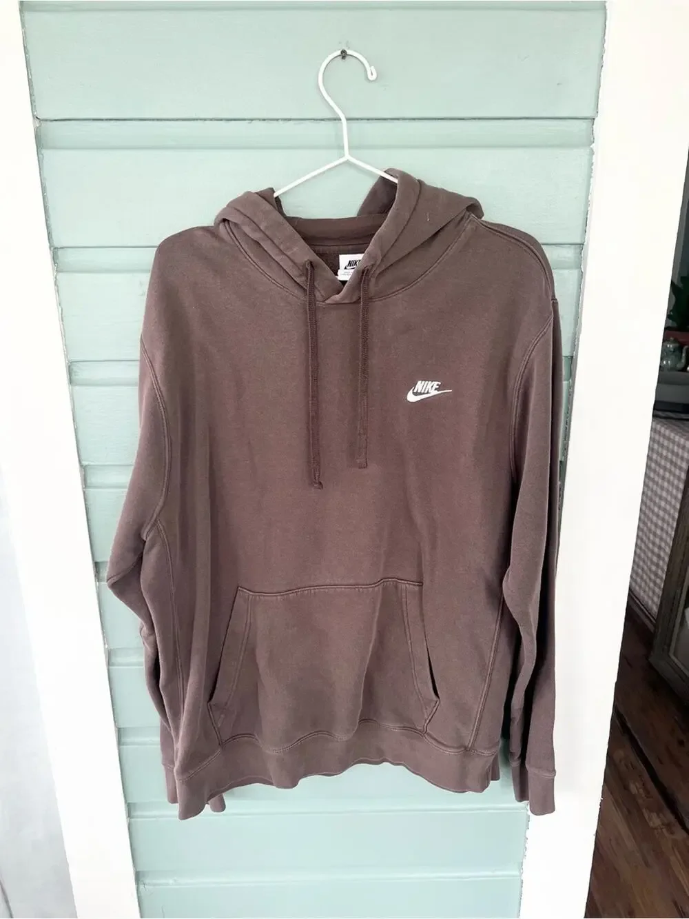 Nike chocolate brown pullover hoodie unisex oversized casual streetwear size L
